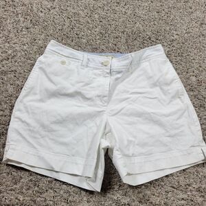LL Bean Shorts Womens 8 White Casual Favorite Fit Straight Chino Stains*